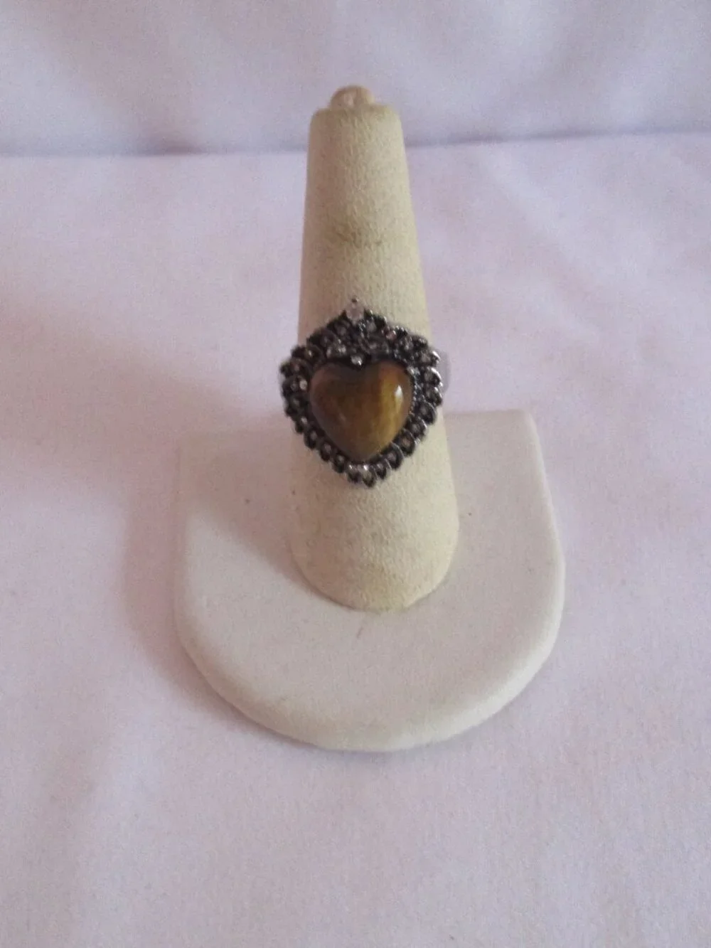 South African Tigers Eye Austrian Crystal Ring Stainless Steel Size 8 TGW 4.002